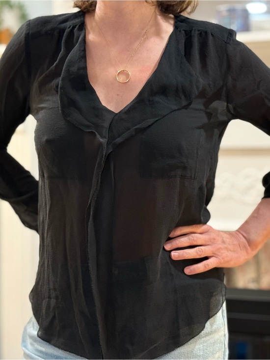 Aritzia Tops - Aritzia Babaton Black Sheer V-Neck Blouse